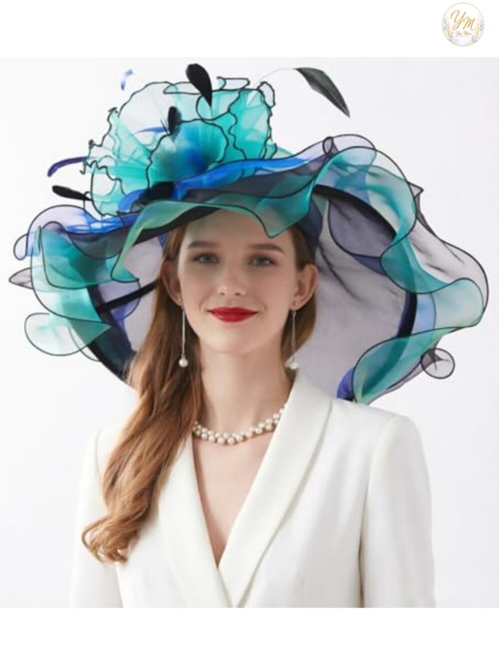 Organza Fascinator Hat with Detachable Flower for Wedding Church Derby - Picture 3 of 6